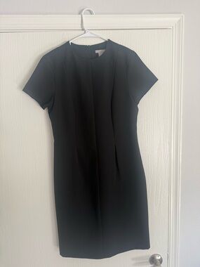 H&M Black Short-Sleeve Midi Sheath Dress